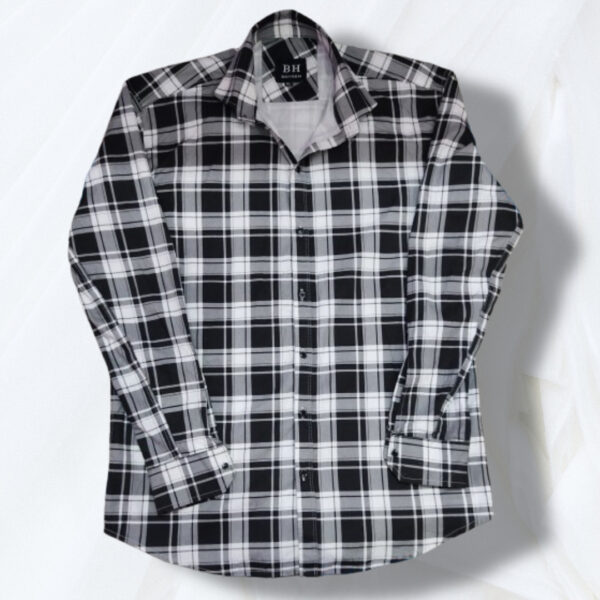 Modern Black & White Plaid Shirt for men